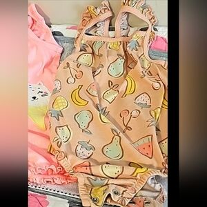 Fruit Print tank top ruffle snap Onesie 18m